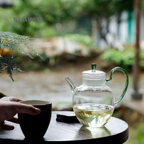 WIZAMONY large capacity holding teapot glass boiling water flower tea teapot tea set high borosilicate heat resistant teapot