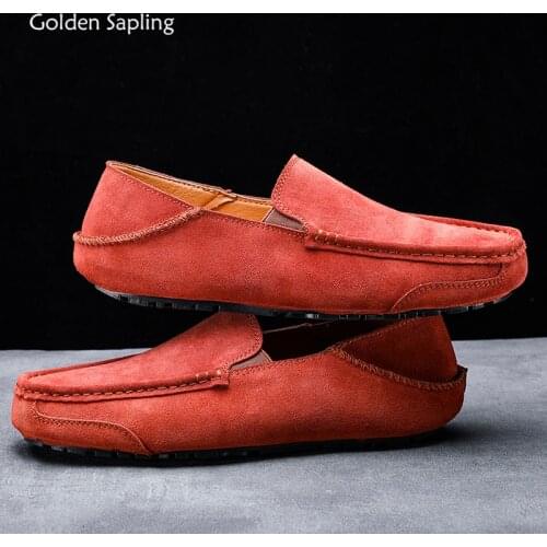 Golden Sapling Red Loafers Fashion Driving Shoes Men Leisure Flats Classics Formal Mens Casual Shoes Leisure Slip on Loafers
