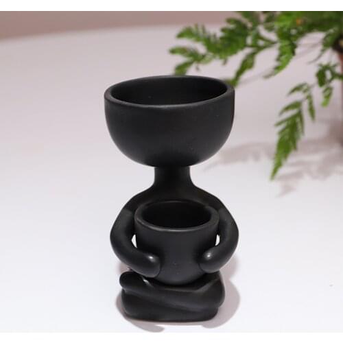 Creative Flowerpot Cute Cartoon Humanoid Profile Lndoor And Outdoor Ceramic Succulent Flower Pot Vase Home Garden Decoration