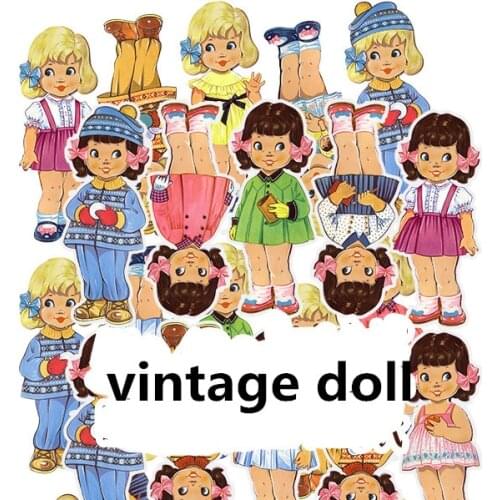 Vintage doll Stickers Crafts And Scrapbooking stickers kids toys book Decorative sticker DIY Stationery
