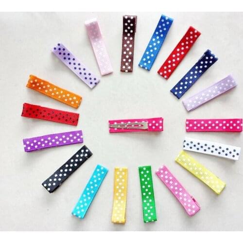 Polka Dot Hair clip Accessories for Women Girl bows flowers 4.5cm Ribbon Covered Single plug Alligator Hairpin 20pcs FJ3225