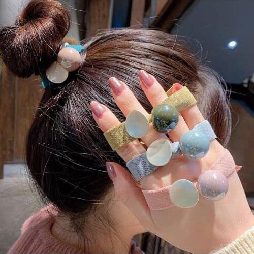 High Quality Hot Selling Fashion New Arrival Acrylic Ball Crystal Hair Band Women Girl Hair Rope Personal Hair Rings Headpiece