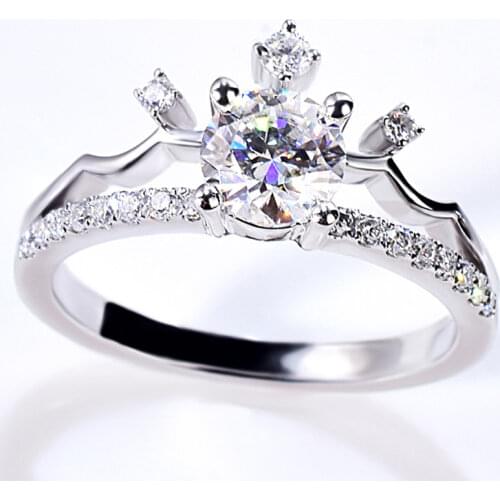 Unique Crown Real 925 Sterling Silver Rings Women Princess Engagement Wedding Party Anniversary Luxury Exquisite Diamond Jewelry