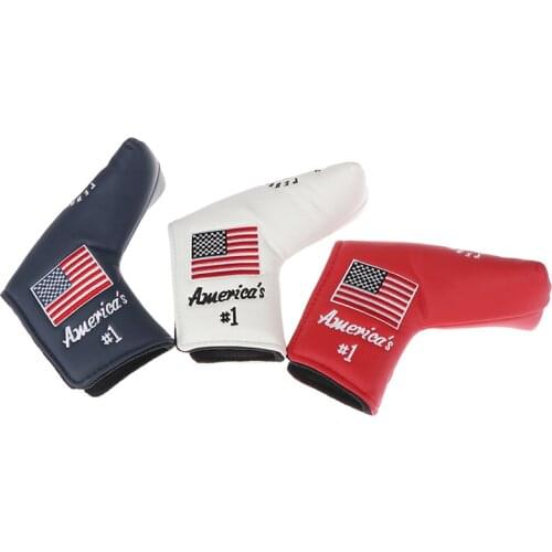 High Quality 1Pc America Flag Pebble Beach Golf Putter Head Cover Blade Putter Cover