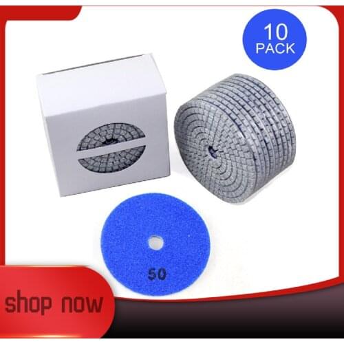 10pcs Diamond Polishing Pads Kit 4 inch 100mm Wet/Dry for Granite Stone Concrete Marble Polishing Use Grinding Discs Set