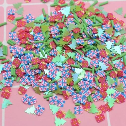 100g/Lot Gift Box Slices Polymer Clay Xmas Tree Sequins Mixed Candy Sprinkles for DIY Crafts Filling Accessories