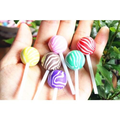 30pcs/lot flat back resin cabochons accessories DIY polymer clay lollipop mix colors