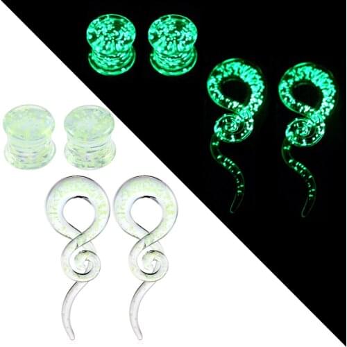 4pcs/lot Glass Ear Spiral Taper Ear Weight Hanger Glass Twist Earring Gauges Plug Stretching Expander Piercing Jewelry 5mm-14mm