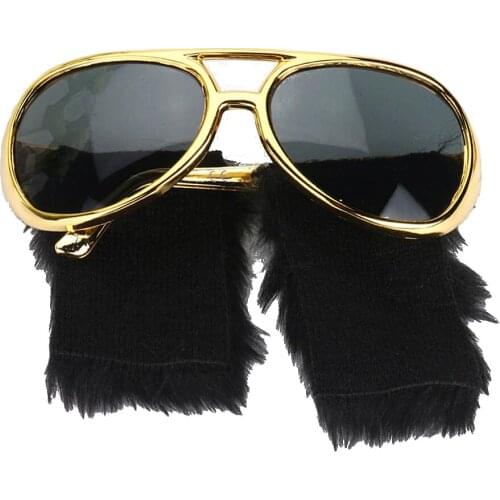 4/pack Novelty Black Side Whiskers Gold Sunglasses Funny 1970s Disco Costume Cosplay Accessories