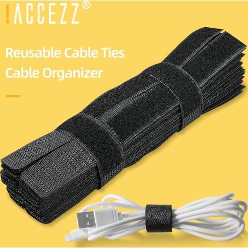 !ACCEZZ 50 Cable Winder Strap Protector For iPhone Samsung USB Phone Wire Organizer Holder Clip Cord Management Hoop Tape 7inch