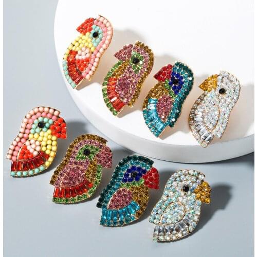 Bohemian Handmade Crystal Birds Stud Earrings Women Wedding Girls Party Gift Animal Statement Earring Vintage Jewelry gift