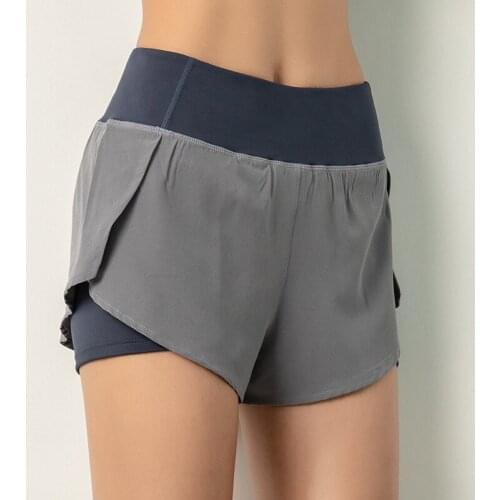 Large size fake two piece shorts womens quick dry running fitness pants invisible pocket light proof pants sports casual pants