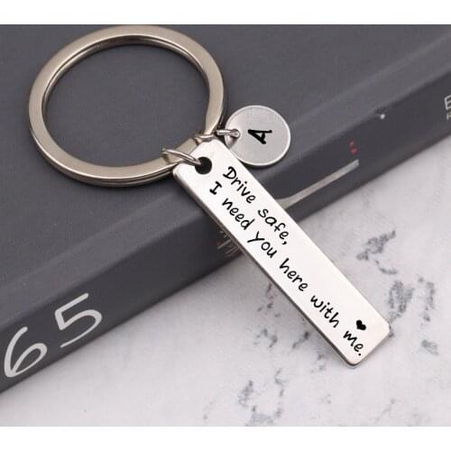 Keychain Engraved Drive Safe I Need You Here With Me Personalized Custom Letter For Lovers' Couple Gift Key Tag Driver Holder