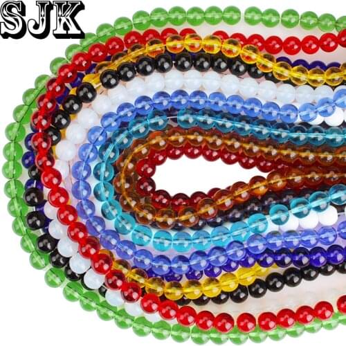 Colorful Smooth Crystal Glass Round Loose Beads Green Red Garnet Clean Glass Beads 4 6 8 10 12MM For Diy Bracelet Jewelry Making