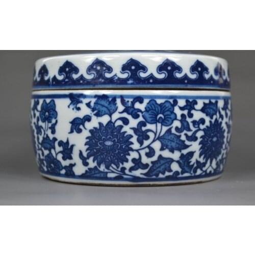 Old Collectible Decorated Handmade Blue and White Porcelain Drawing Flower Pot