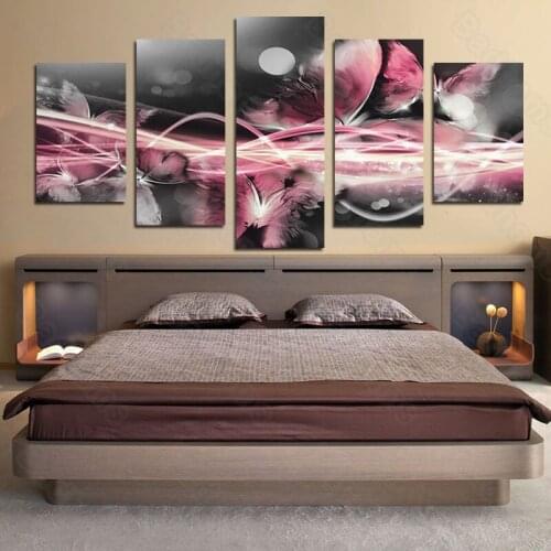 Living Room Decoration Frameless Painting Bedroom Mural Sofa Background Wall Still Life Porcelain Flower Red Wave Abstract