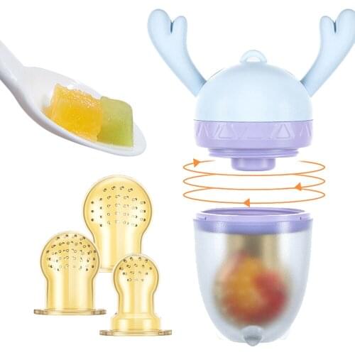 Baby Fresh Fruit Food Feeder Nibbler Pacifier Infant Fruit Teething Teether Toy Food Grade Soft Safe BPA-Free Silicone Pouches