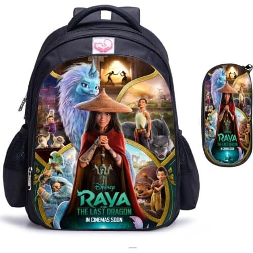 Raya and The Last Dragon Children Backpack Knapsack Boys Girls 16inch Primary Schoolbag Students Cartoon Disney School Bags