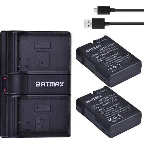 EN-EL14 1200mAh ENEL14 EN EL14a EL14a Battery + Dual Charger for Nikon D3100 D3200 D3300 D5100 D5200 D5300 P7000