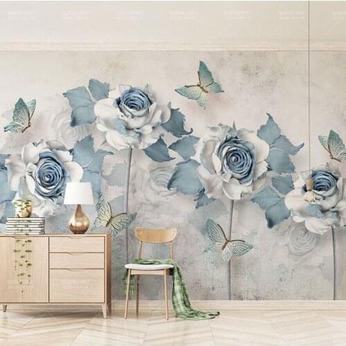 8D Papel Murals Butterfly Elegant Flower Wallpapers 3d Murals for Bedding Room 3D Flower Wall paper 3d Wall Photo Murals