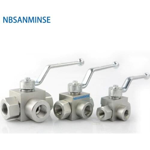 Hydraulic High Pressure Ball Valve KHB 3 Way Valve Male Thread KHB3K - G 1/4 3/8 1/2 31.5Mpa Carbon Steel Valve NBSANMINSE