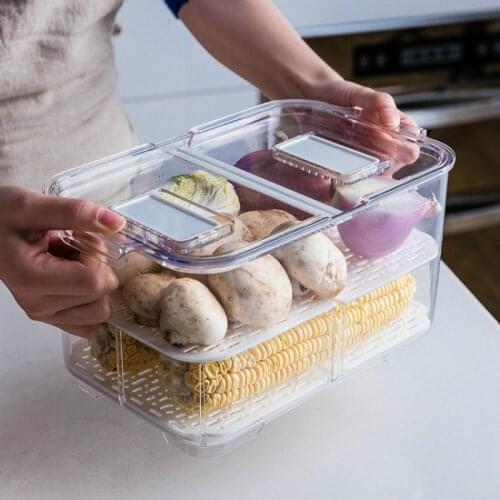 Refrigerator Storage Box Fruit And Vegetable Storage Box Refrigerated Kitchen Home Storage Box Creative Drain Vegetable And Frui