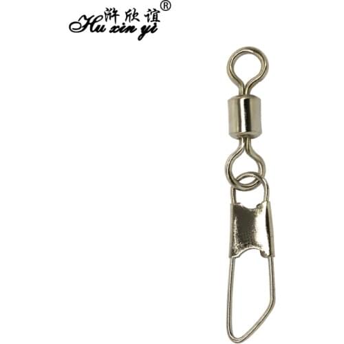 HXY PCS(100 50 20) SIZE(14# to 4/0#) Rolling Swivel With Safety Snap Fishing Hook Connector Rolling Fishing Swivels Accessoires