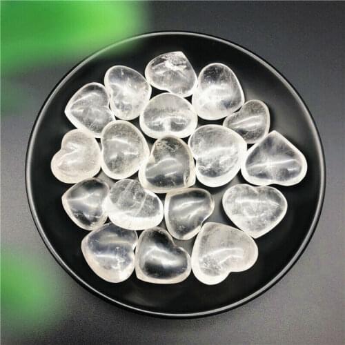 2pcs Natural White Quartz Crystal Heart Shaped Stones Healing Chakra Reiki Craft Natural Stones and Minerals