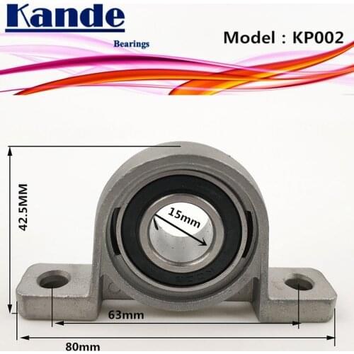 KP002 2pcs Zinc Alloy Mounted KP002 Zinc Alloy Miniature Vertical BearingsBore: 15mm P002