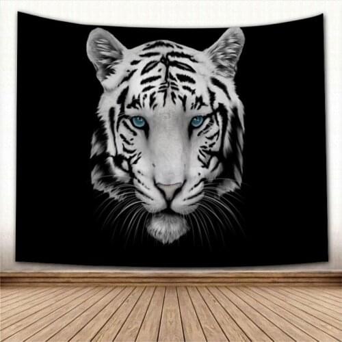 Nice White Tiger Tapestry Colorful Psychedelic Decorative Carpet Wall Fabric For Living Room Bedroom Tapestries Accessories