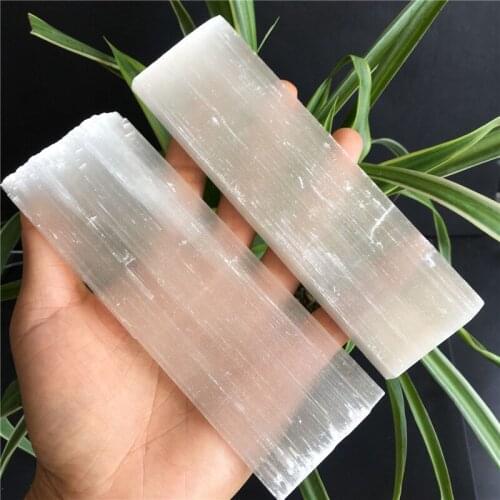 2pcs Natural White Selenite slice Quartz Crystal Energy Reiki Healing Crystals Home Decoration