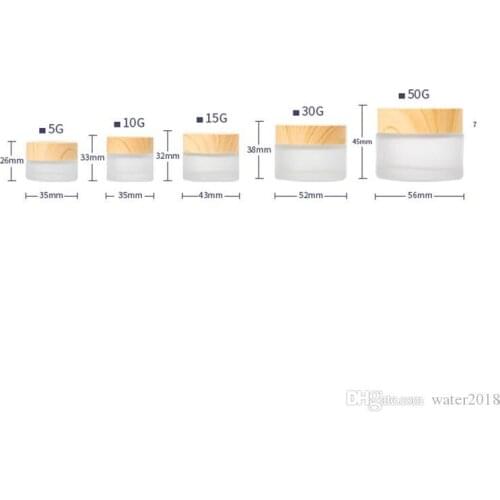 Frosted Glass Jar Cream Bottles Round Cosmetic Jars Hand Face Packing Bottles 5g 10g 30g 50g Jars With Wood Grain Cover Free DHL