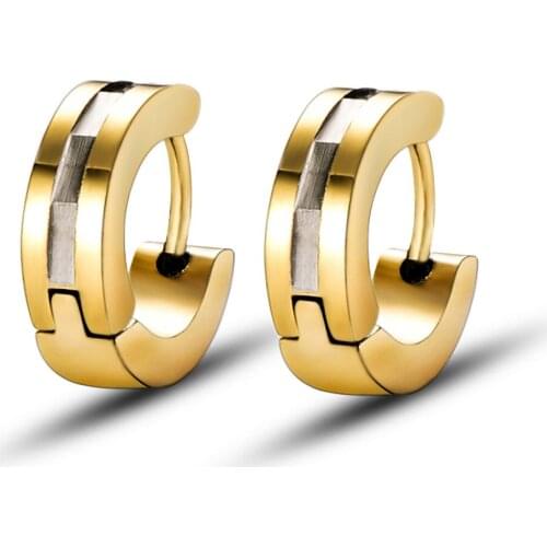 Fashion Stainless Steel Pattern round Fine polished electroplating Earring for Women and men Zircon Luxury Party Ear Buckle gift