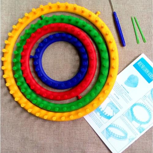 4 Size Colorful Knitting Loom Set Knitting Machine Round Circle Hat Knitter Wool Yarn Needles Hook Sewing Tools For Hats Scarves