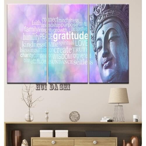 Canvas Wall Art Pictures Living Room Modern Home Decor Framework 3 Pieces Buddha Statue Paintings HD Prints Abstract Poster
