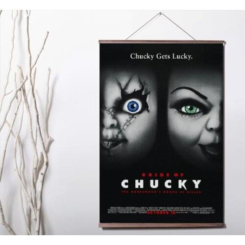 Bride Of Chucky Horror Movie Art Canvas poster decoration painting with solid wood hanging scroll