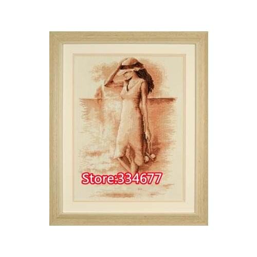 Nostalgic Seaside Woman, Girl Top Quality Embroidery Needlework 14CT Unprinted Art Cross Stitch Kits DIY Handmade Home Decor