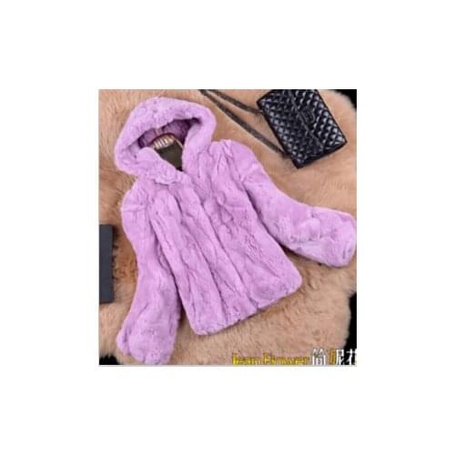 2015 new winter womens rex rabbit fur female short design outerwear long-sleeve slim with a hood