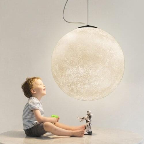 Novelty Modern Moon Atmosphere Pendant Lights 3D Print LED Design Hanging Moon Lights Restaurant Bar Commercial Space Lighting