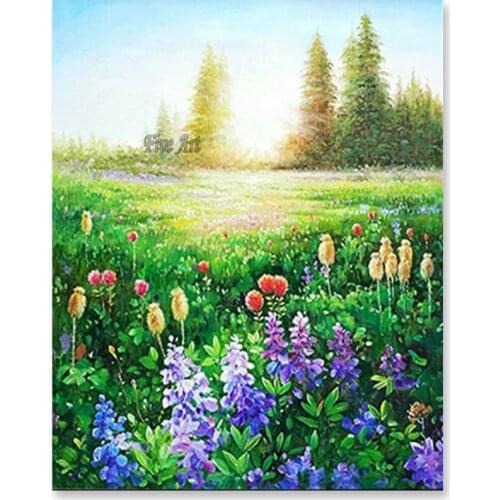 Outdoor Garden Flower Canvas Picture Painting Art 100% Hand Painted Abstract Texture Landscape Oil Painting Canvas Wall Art