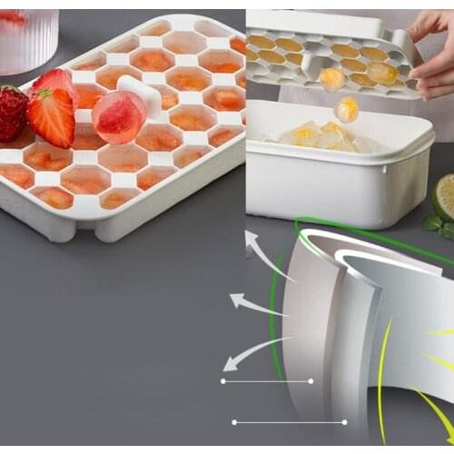 Ice Cube Tray with Lid and Bin Storage Container Box Bucket DIY 3 Layers Mold