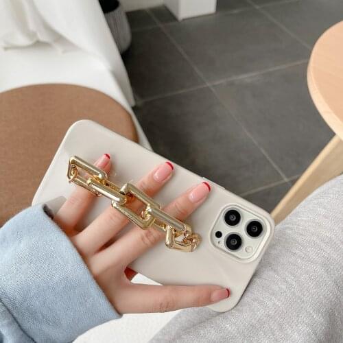 Luxury Gold Chain Silicone Cases for iPhone 12 Pro Max XR X XS SE 2020 7 Plus Chic Cream BEIGE White Coque For iPhone 11 Pro 8