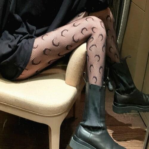 Sexy Womens Fishnet Tights with Moon Pattern Mesh Pantyhose Nylons Medias Cute Lolita Collant Hosiery Gothic Street Fish Net