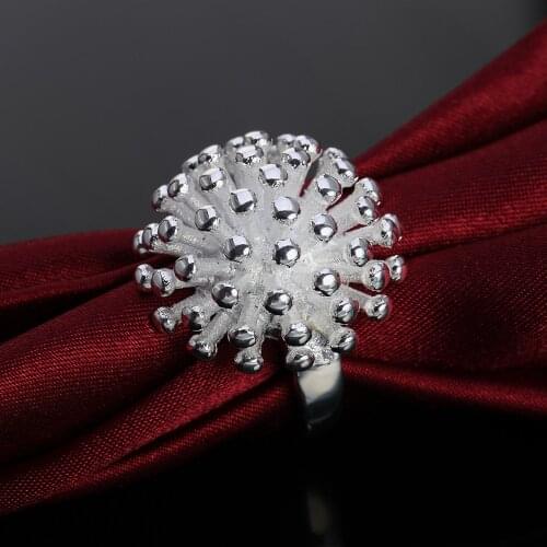 100% 925 Solid Sterling Silver Jewelry Vintage Fireworks Silver Rings for Women Men Size 6 7 8 9 10 Fashion Wedding Jewelry