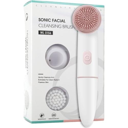 Vibrating Facial Cleanser Brush Battery Powered Waterproof Electric Face Cleaning Brush 2 Speed Face Deep Washing Massaging
