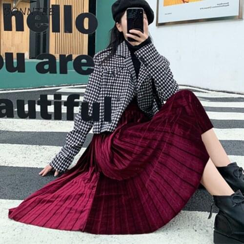 Skirts Women Chic Fall Retro All-match Loose Pleated Ins Spring Ladies Korean Fashion Clothing Daily Party Vintage Empire Newest