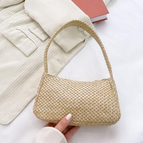 Fashion Handmade Woven Women Underarm Bag Ladies Popular Causal Handbags Summer Beach Girls Daily Small Shoulder Bags Totes 2021