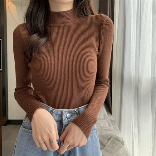 Autumn Winter Turtleneck Basic Sweaters Women Striped Slim Fit Long Sleeve Pullover Ladies Korean Fashion Soft Jumper Mujer 2021
