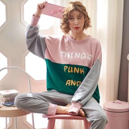 New Autumn Hoodies For Women 2019 Fashion Contrast Color Sweatshirts Print Letter O Neck Casual Pullovers Outerwear Loose Tops