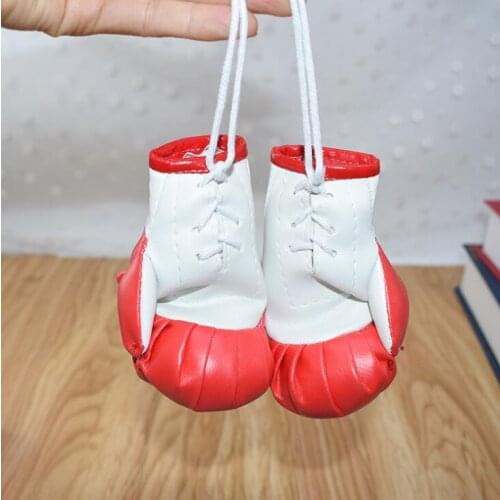 1 Pair National flag boxing gloves keychain leather PVC Hanging Mirror Pendant In The Car Accessories Decoration keychain